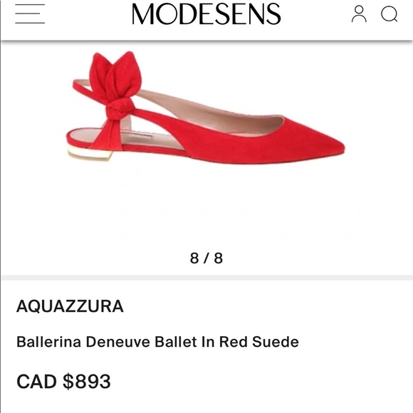 BNIB Aquazzura Red Suede Ballet Ballerina Slingback Flats - Picture 15 of 15